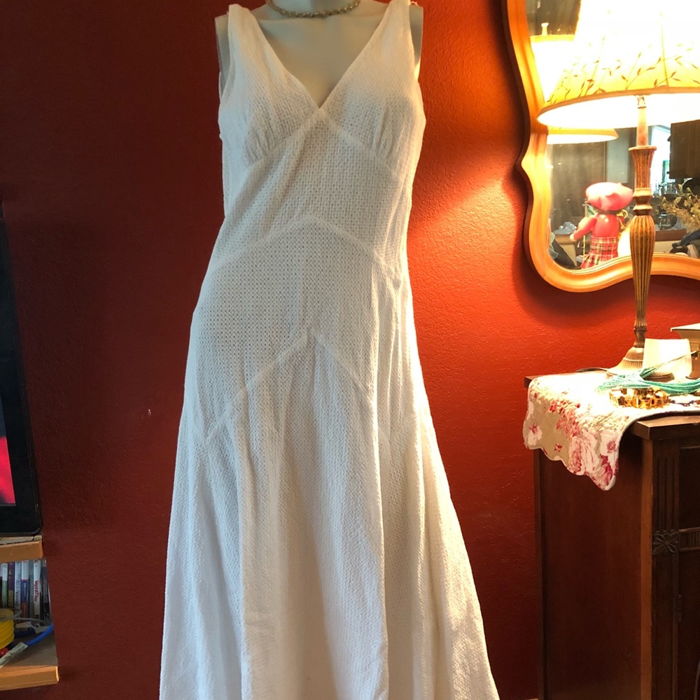 J Crew white lace midi dress